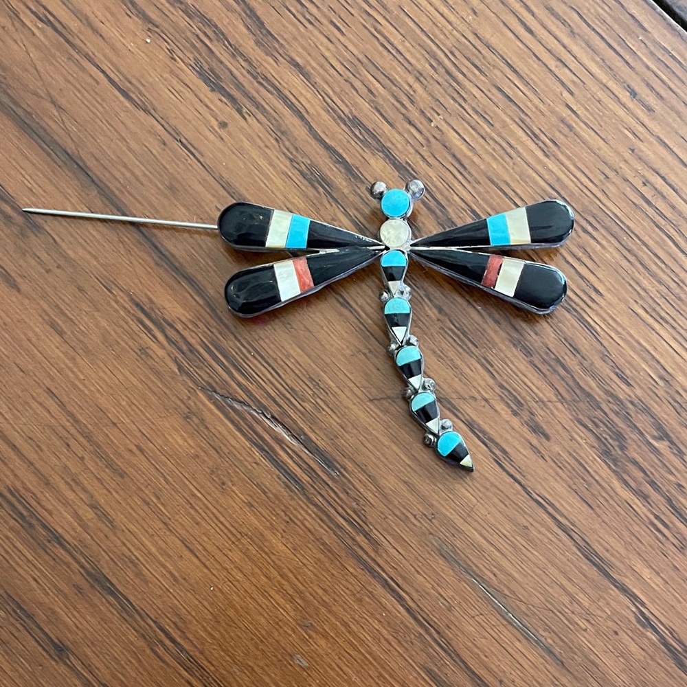 Native American Silver Dragonfly Brooch